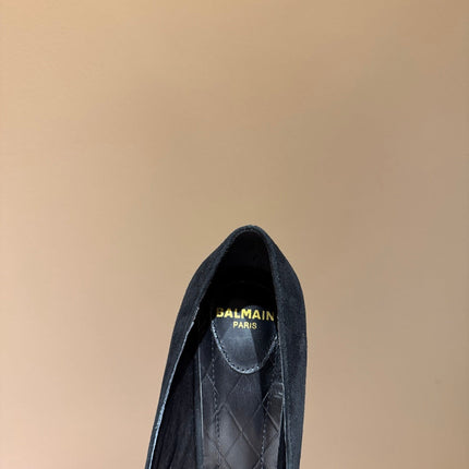BALMAIN 26S HIGH HEELS 100 MM IN BLACK SUEDE