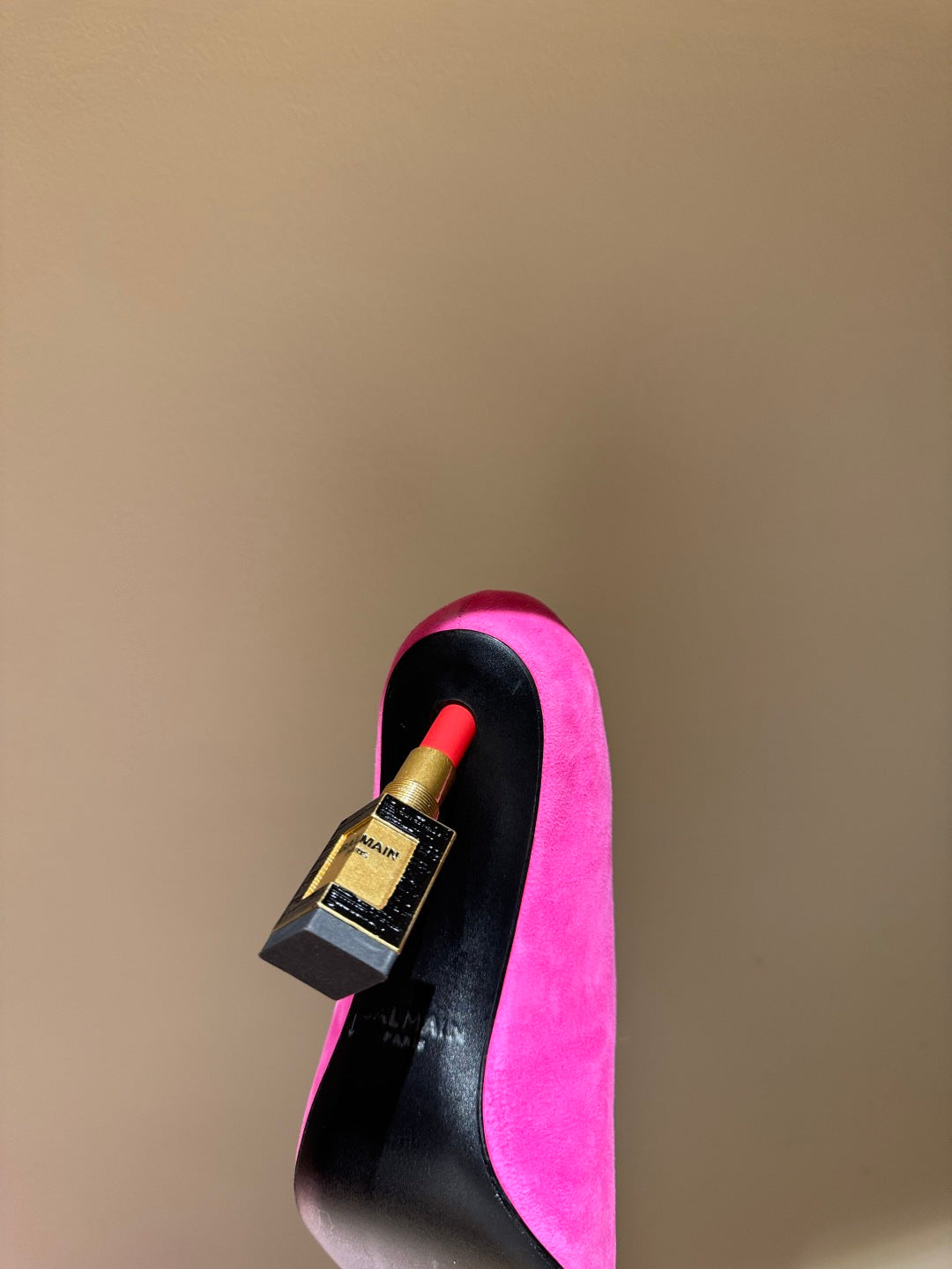 BALMAIN 26S HIGH HEELS 100 MM IN DARK PINK SUEDE