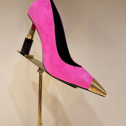 BALMAIN 26S HIGH HEELS 100 MM IN DARK PINK SUEDE