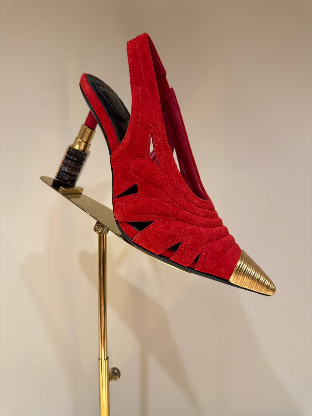 BALMAIN 26S SLINGBACK HEELS 100 MM IN RED SUEDE