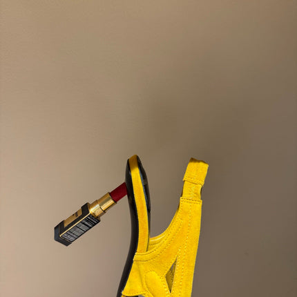 BALMAIN 26S SLINGBACK HEELS 100 MM IN SUNFLOWER YELLOW SUEDE
