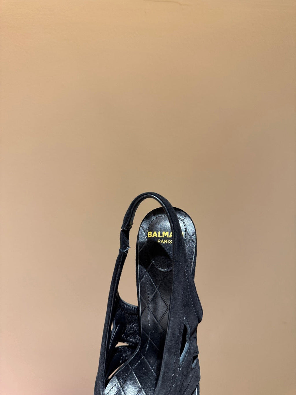 BALMAIN 26S SLINGBACK HEELS 100 MM IN BLACK SUEDE