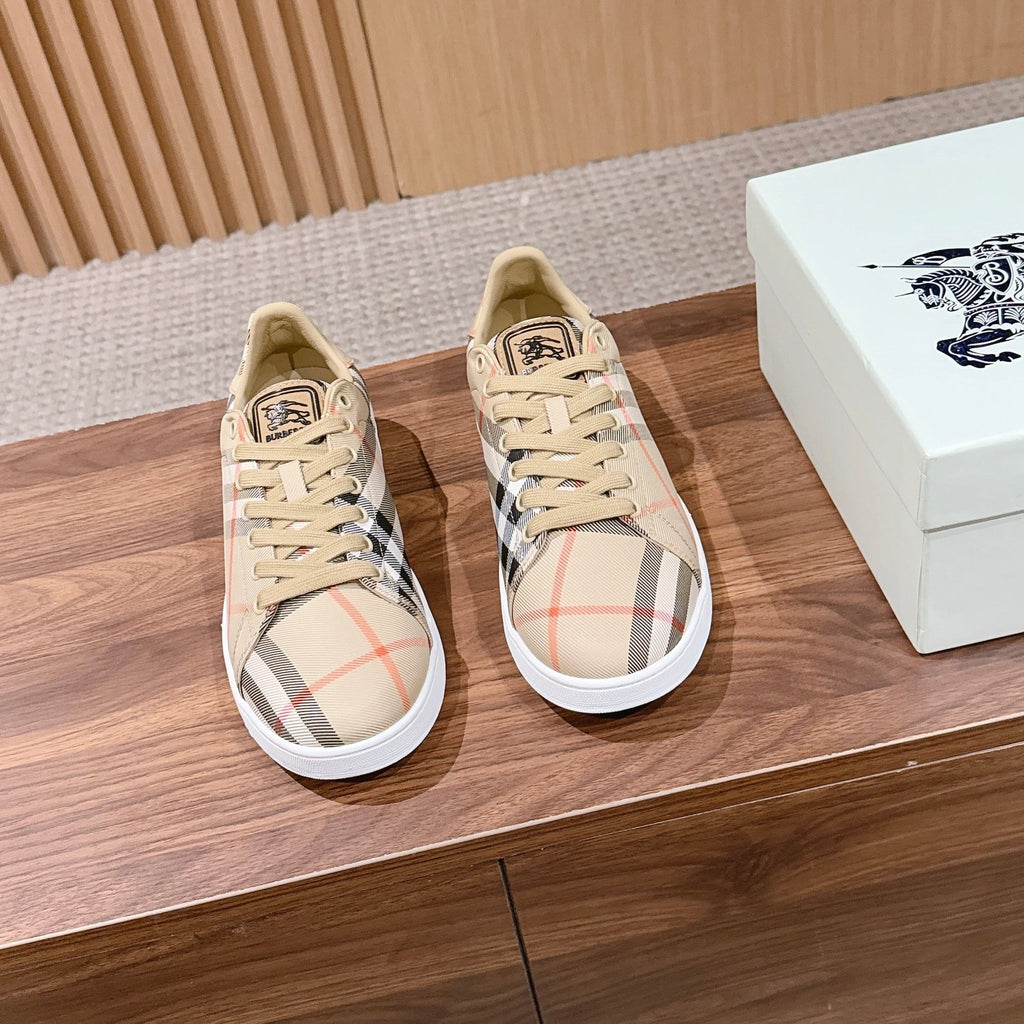 BURBERRY 26S SNEAKERS IN LIGHT BEIGE CANVAS PLAID