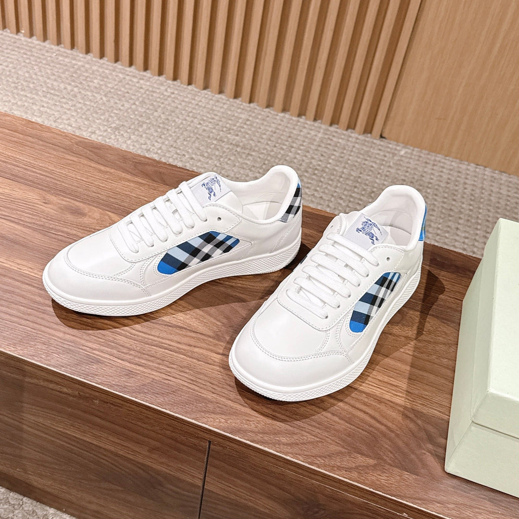 BURBERRY 26S SNEAKERS IN WHITE  SOFT CALFSKIN AND FABRIC