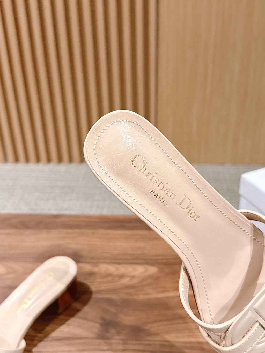 DIOR 26S HEEL SANDALS IN BEIGE CALFSKIN STRAPPY