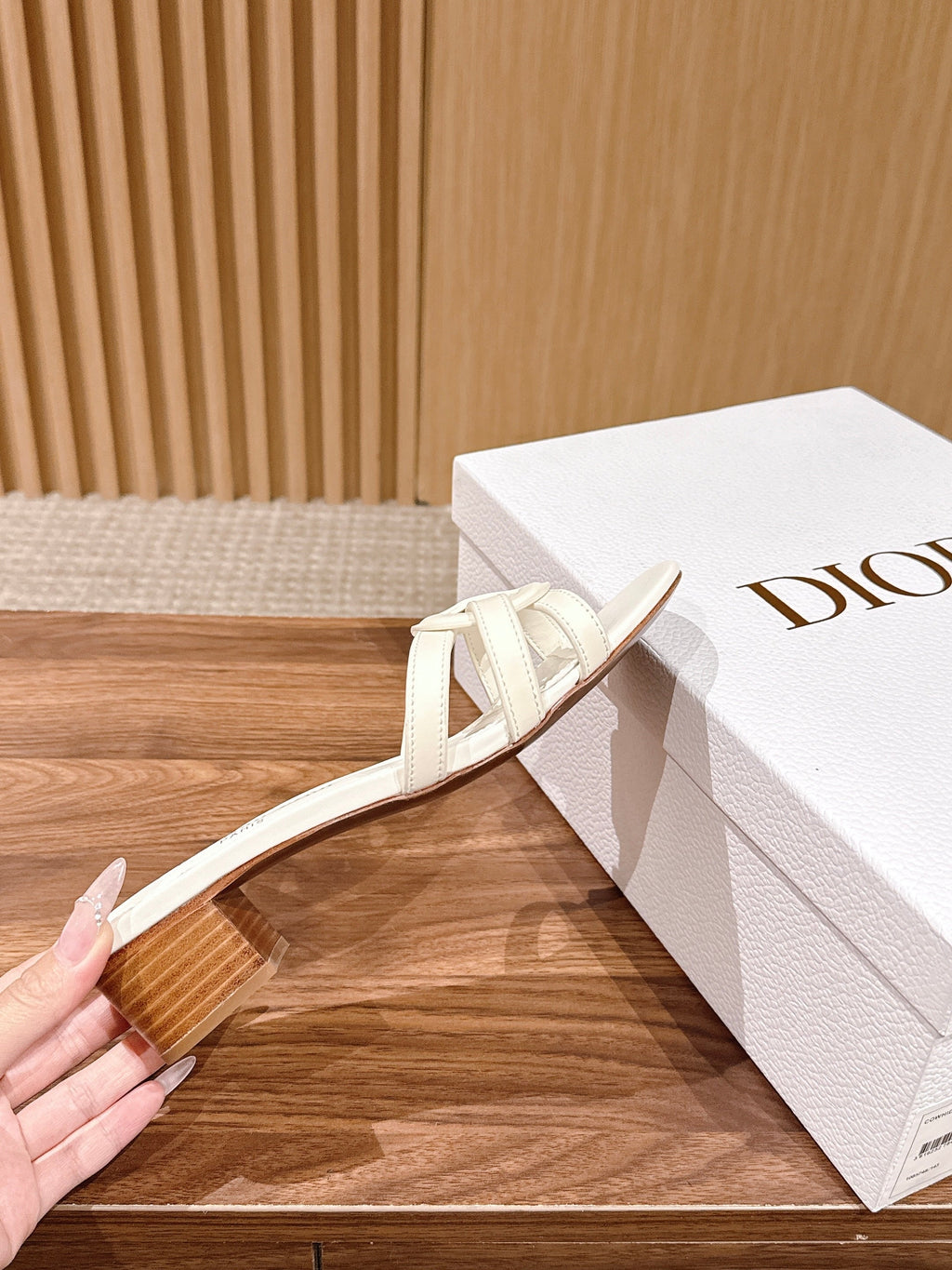 DIOR 26S HEEL SANDALS IN WHITE CALFSKIN STRAPPY