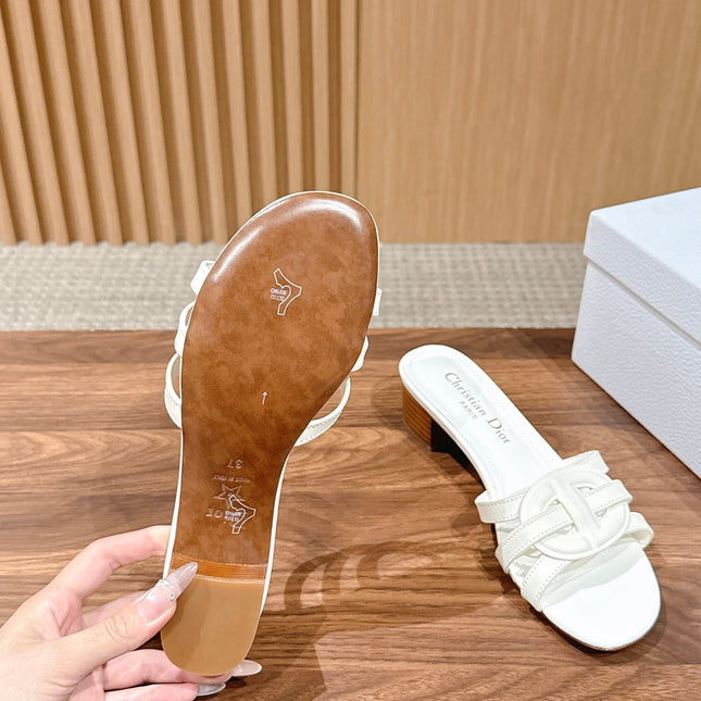 DIOR 26S HEEL SANDALS IN WHITE CALFSKIN STRAPPY