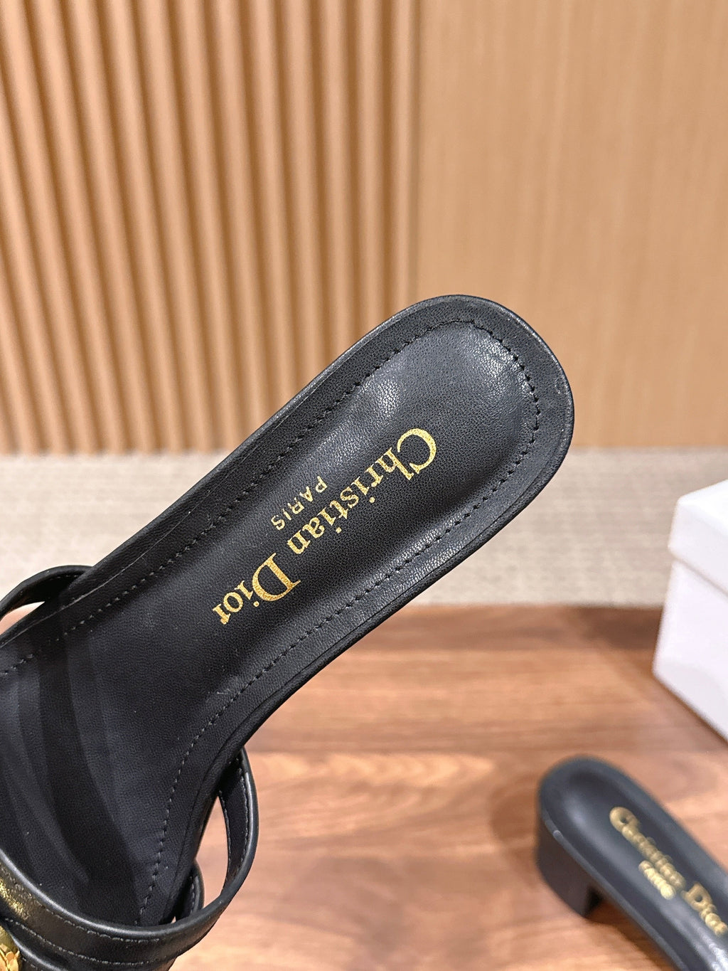 DIOR 26S MID HEEL SANDALS IN BLACK CALFSKIN MULTI STRAP GOLD HARDWARE