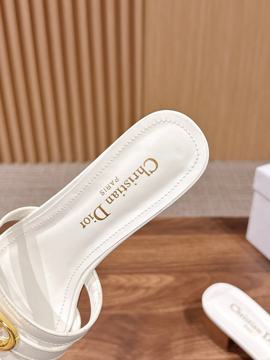 DIOR 26S MID HEEL SANDALS IN WHITE CALFSKIN MULTI STRAP GOLD HARDWARE