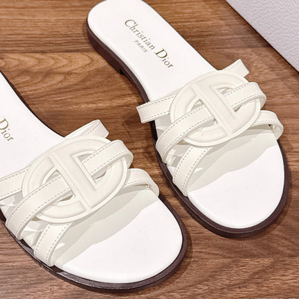 DIOR 26S SLIDE SANDALS IN WHITE CLUB WOVEN CALFSKIN