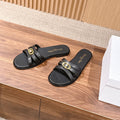 DIOR 26S MULTI STRAP SLIDE SANDALS IN BLACK CALFSKIN GOLD BUCKLE