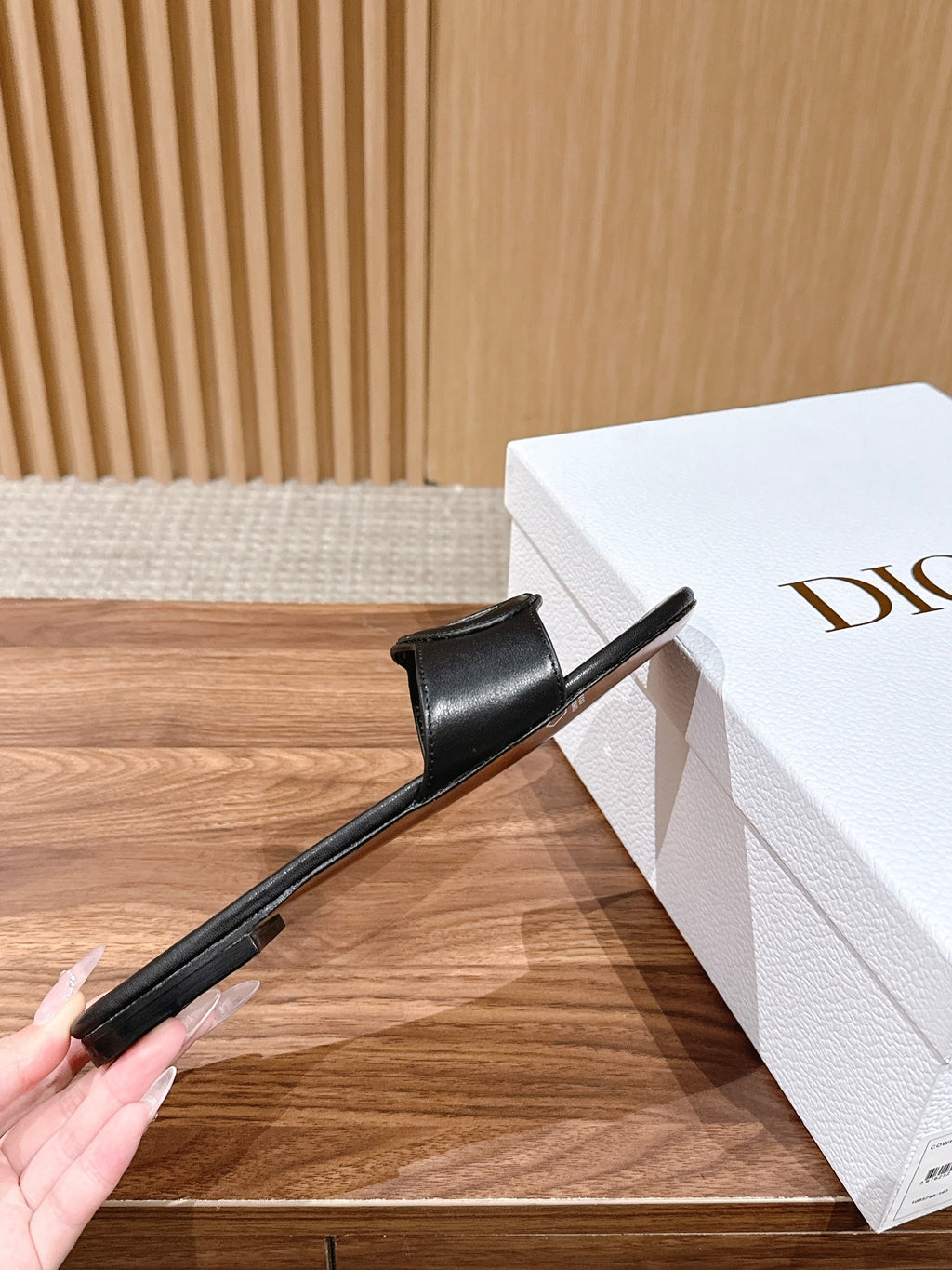 DIOR 26S SLIDE SANDALS IN BLACK CALFSKIN CD LOGO