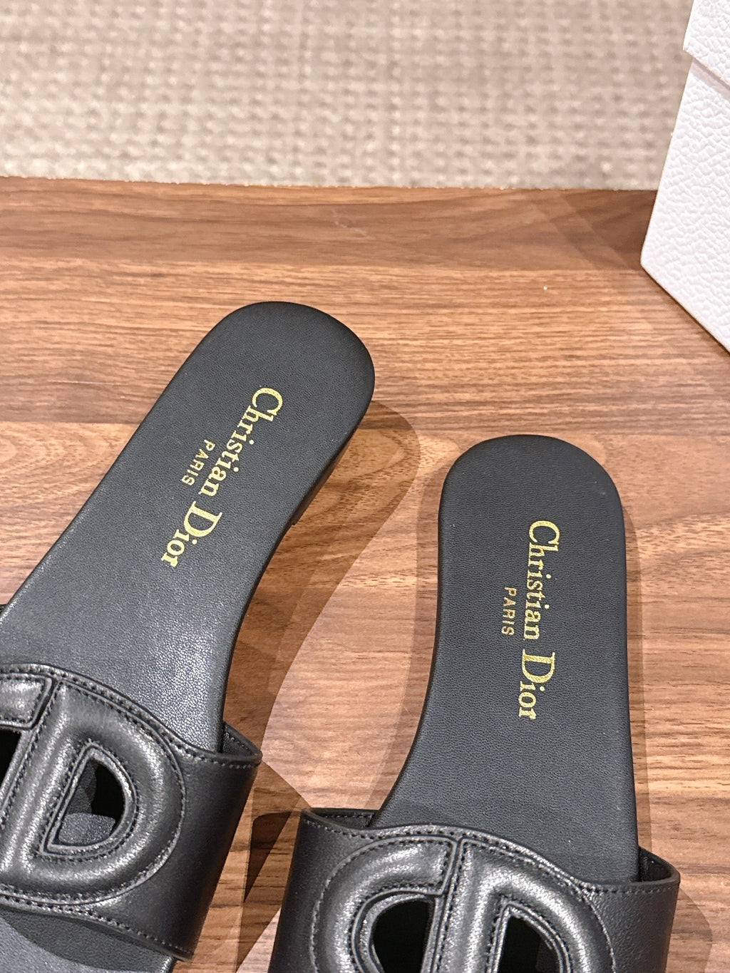 DIOR 26S SLIDE SANDALS IN BLACK CALFSKIN CD LOGO
