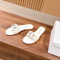 DIOR 26S SLIDE SANDALS IN WHITE CALFSKIN CD LOGO