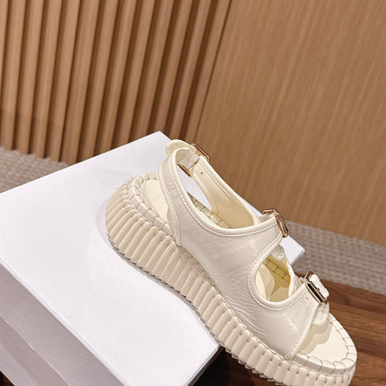 CHLOE 26S PLATFORM SANDALS IN CREAM WHITE CALFSKIN