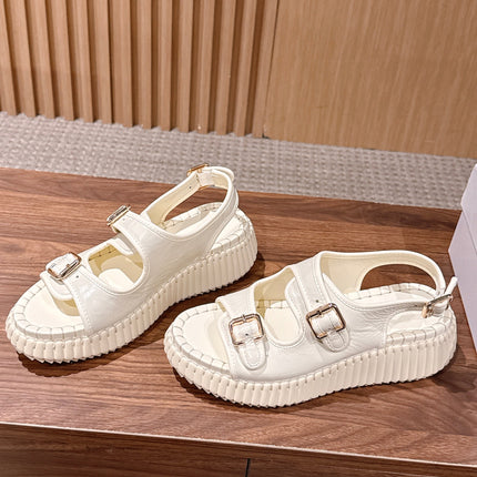 CHLOE 26S PLATFORM SANDALS IN CREAM WHITE CALFSKIN