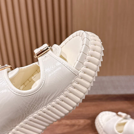 CHLOE 26S PLATFORM SANDALS IN CREAM WHITE CALFSKIN
