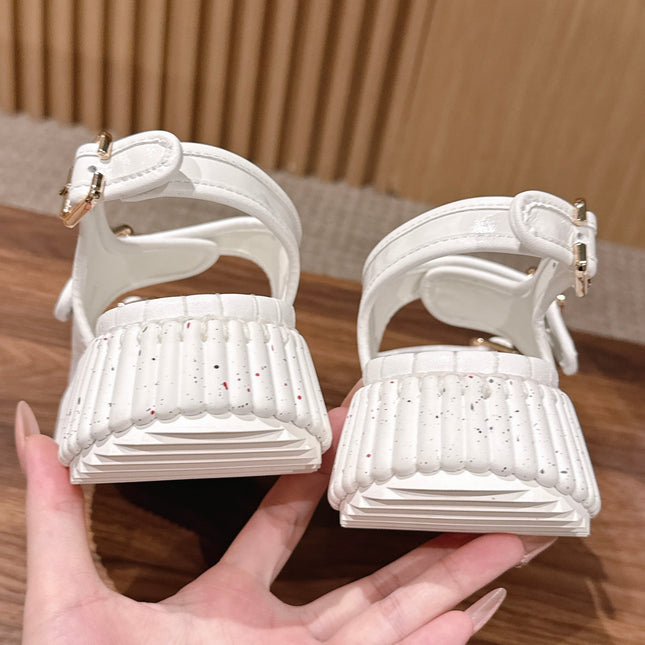 CHLOE 26S PLATFORM SANDALS IN WHITE CALFSKIN