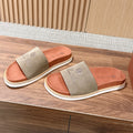 LP 26S SLIDES SANDAL IN OLIVE BROWN SUEDE WITH LOGO