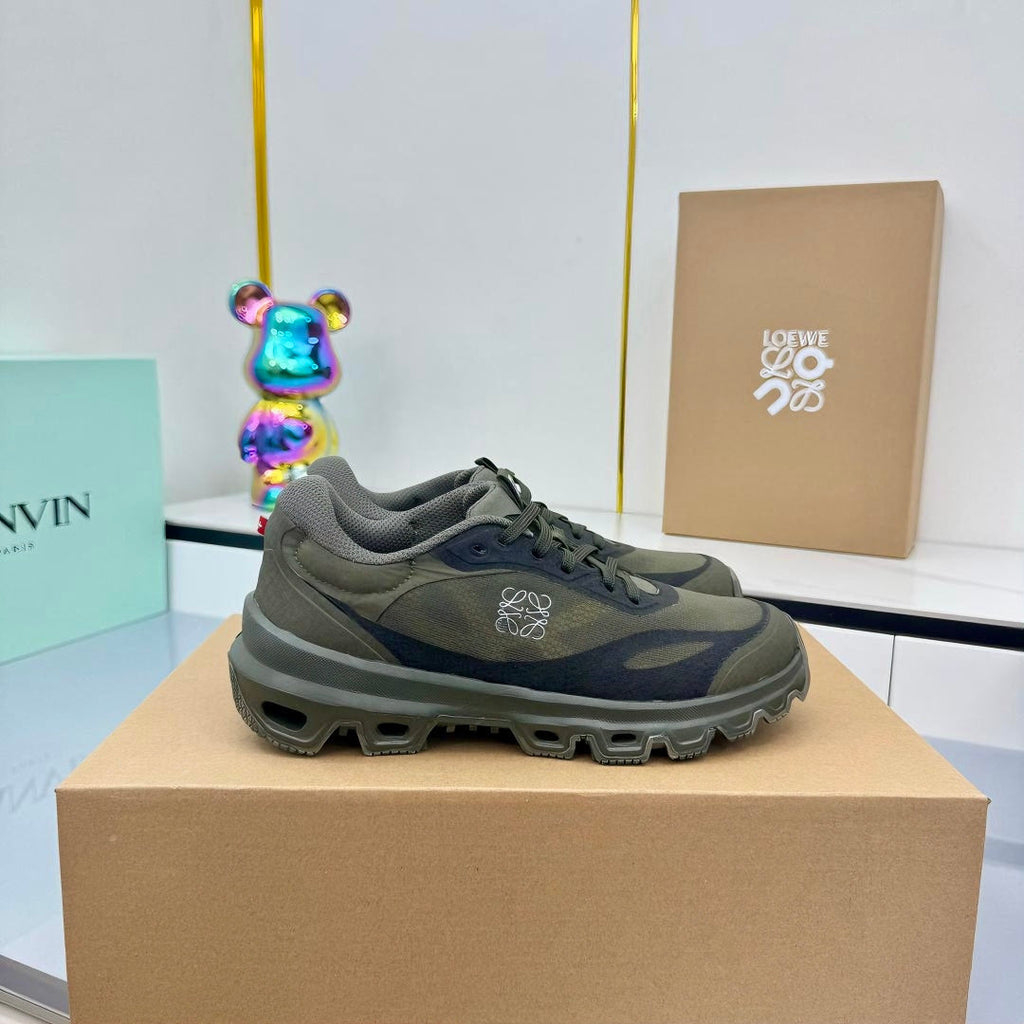 LOEWE 26S RUNNING SNEAKERS IN DARK OLIVE GREEN MESH
