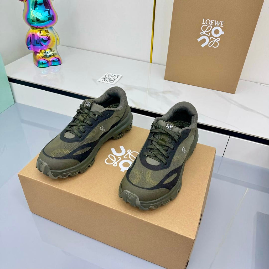 LOEWE 26S RUNNING SNEAKERS IN DARK OLIVE GREEN MESH