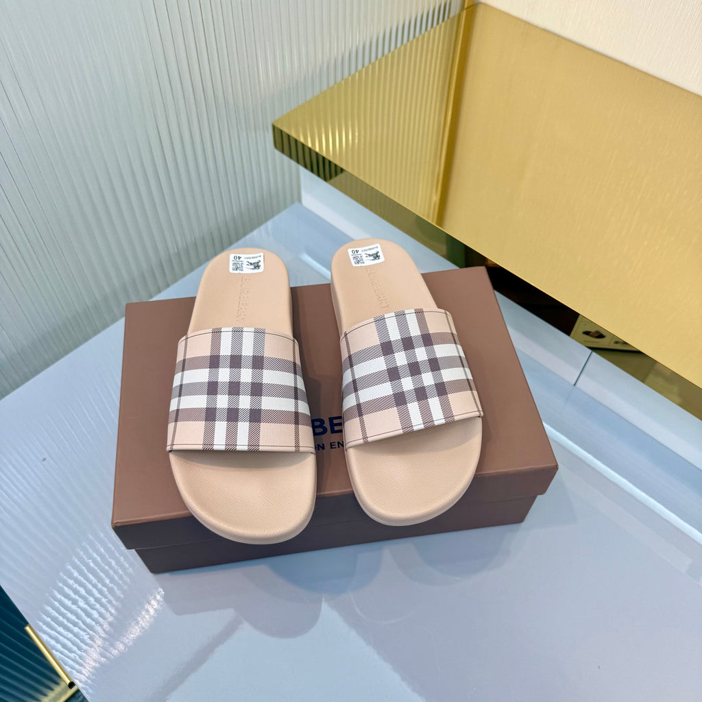 BURBERRY 26S SLIDES SANDAL IN NUDE BEIGE CALFSKIN
