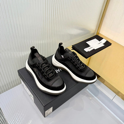 CHANEL 26S PLATFORM SNEAKERS IN BLACK CALFSKIN WITH CC LOGO