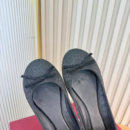 GUCCI 26S BALLET FLATS IN BLACK GG CANVAS