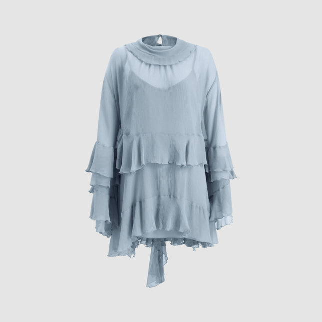 CHLOE 26S TIERED FLARED MINI DRESS STYLE 50
