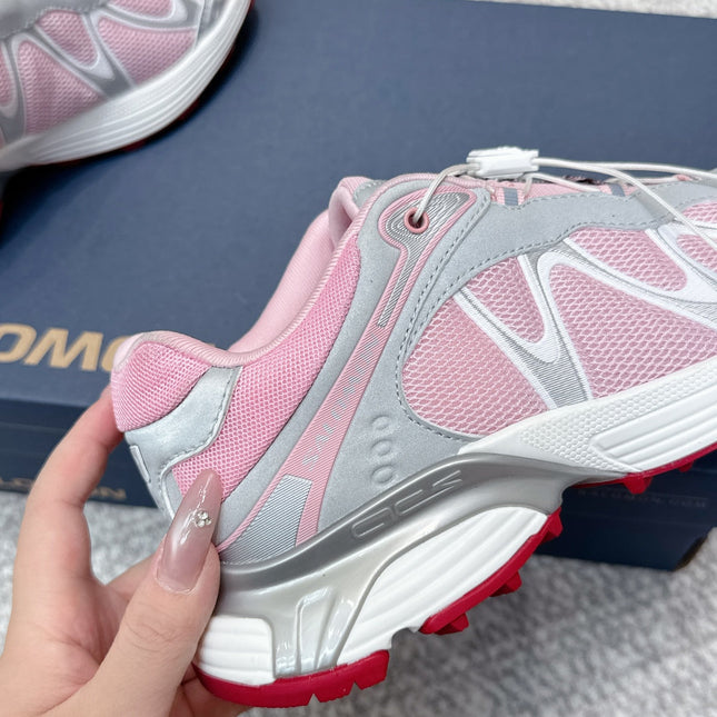 ALO 25S SALOMON XT WHISPER 40 MM IN LIGHT PINK MESH FABRIC AND GREY LAMBSKIN