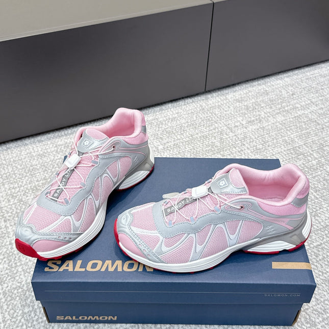 ALO 25S SALOMON XT WHISPER 40 MM IN LIGHT PINK MESH FABRIC AND GREY LAMBSKIN