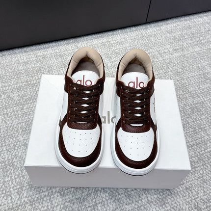 ALO 25S SNEAKER IN DARK BROWN AND WHITE LAMBSKIN