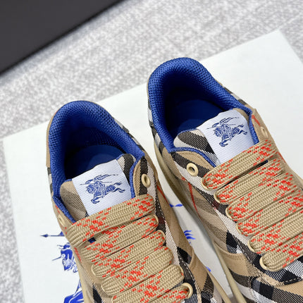THE BURBERRY CHECK TERRACE SNEAKERS IN BROWN CANVAS