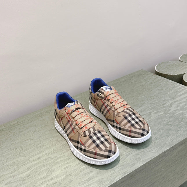 BURBERRY 26S PLAID TERRACE SNEAKERS IN LIGHT BROWN CANVAS STYLE 13