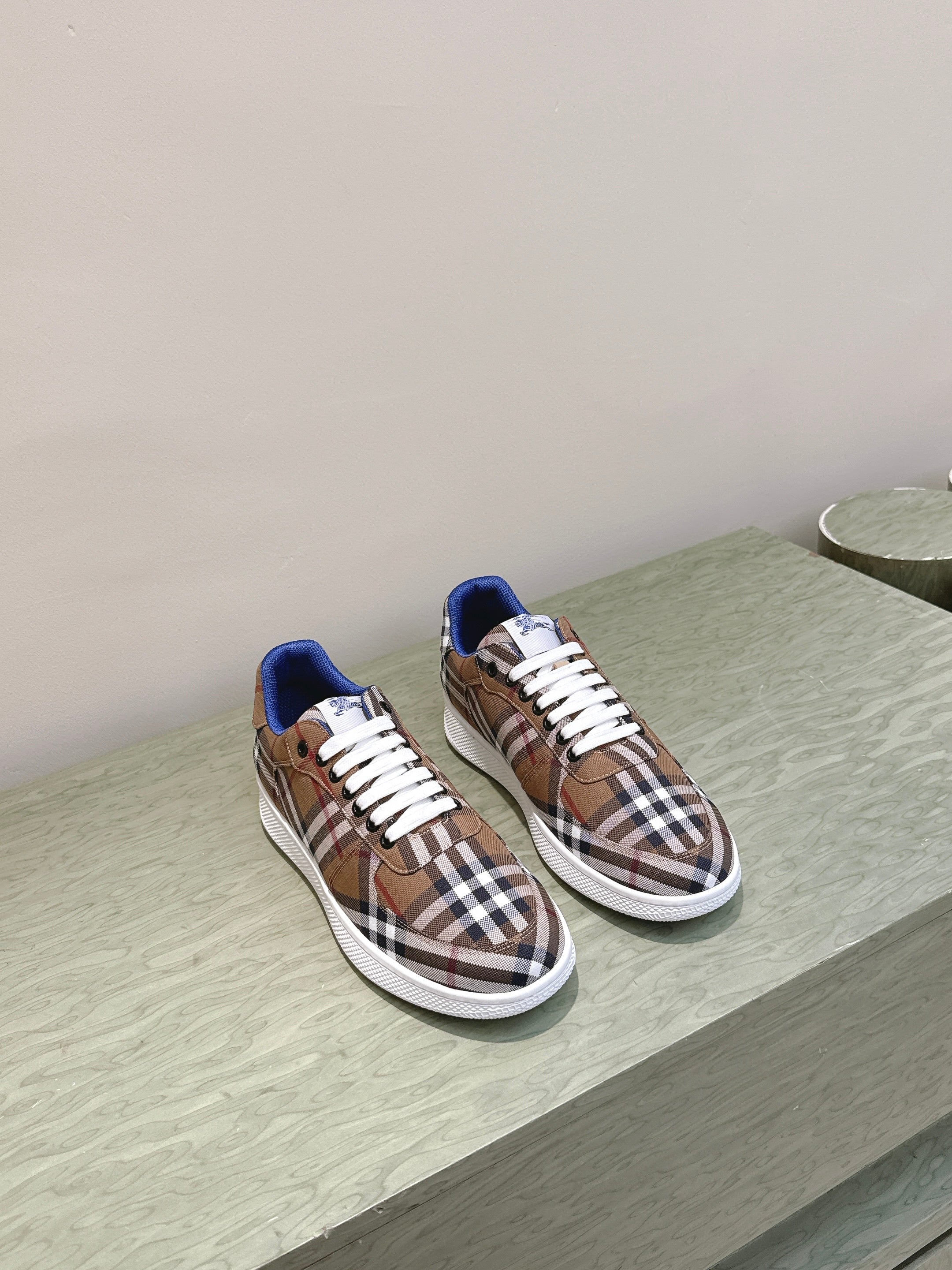 BURBERRY 26S PLAID TERRACE SNEAKERS IN BROWN CANVAS STYLE 12
