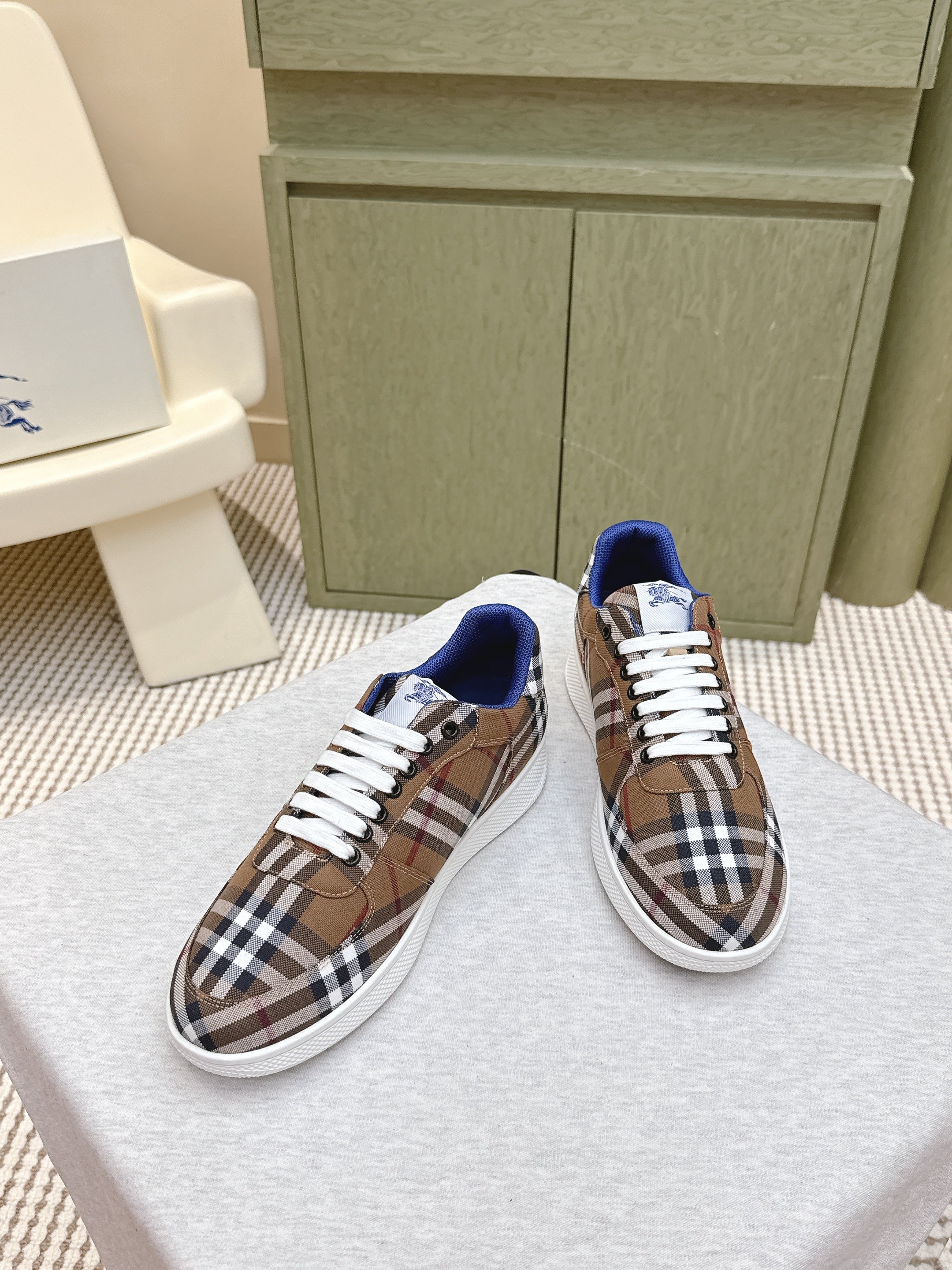 BURBERRY 26S PLAID TERRACE SNEAKERS IN BROWN CANVAS STYLE 12