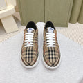 BURBERRY 26S PLAID TERRACE SNEAKERS IN LIGHT BROWN CANVAS