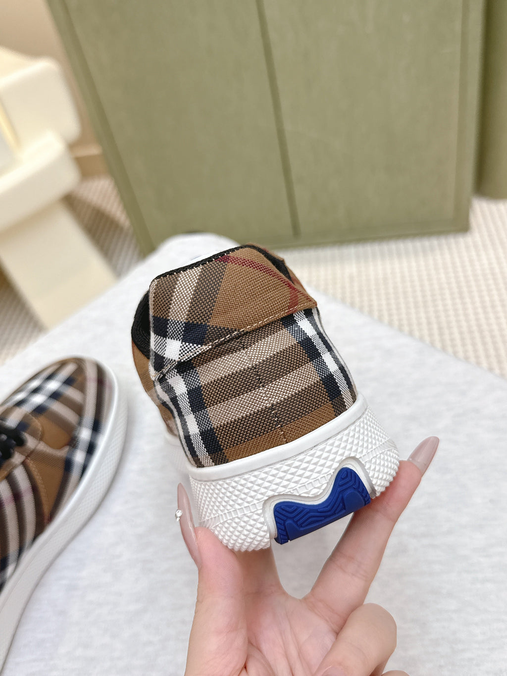 BURBERRY 26S PLAID TERRACE SNEAKERS IN BROWN CANVAS