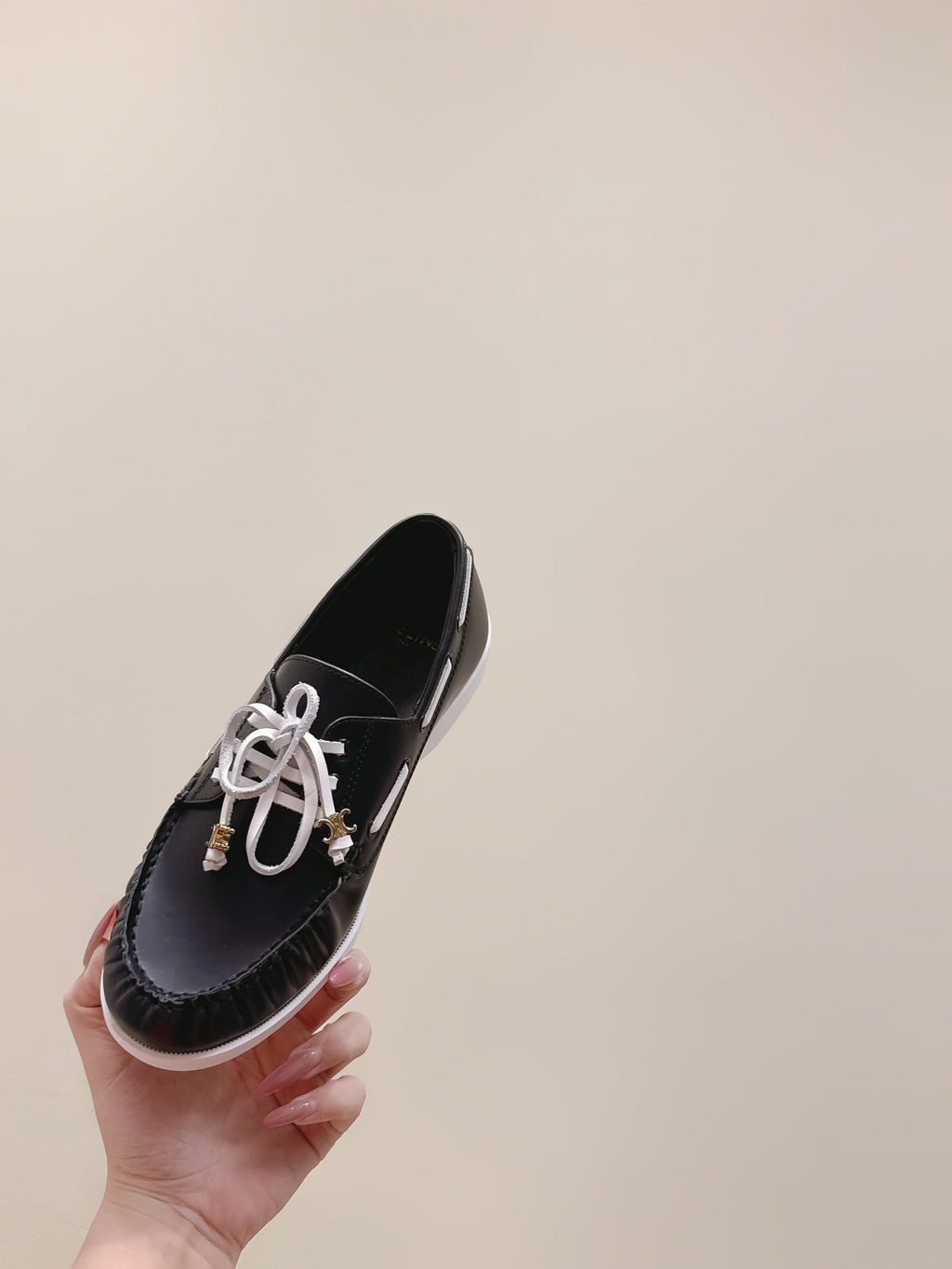 CELINE 26S LACE-UP LOAFERS IN BLACK CALFSKIN