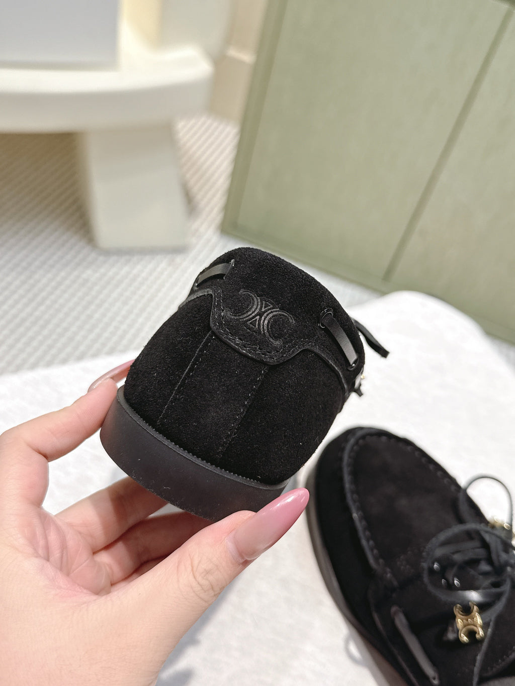 CELINE 26S LACE-UP LOAFERS IN BLACK SUEDE
