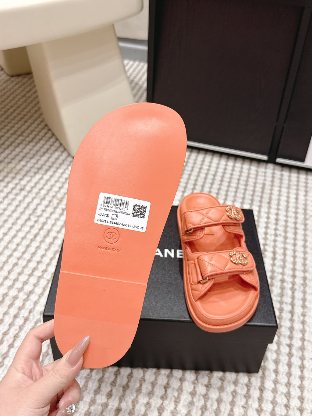 CHANEL 26S SANDALS IN ORANGE CALFSKIN