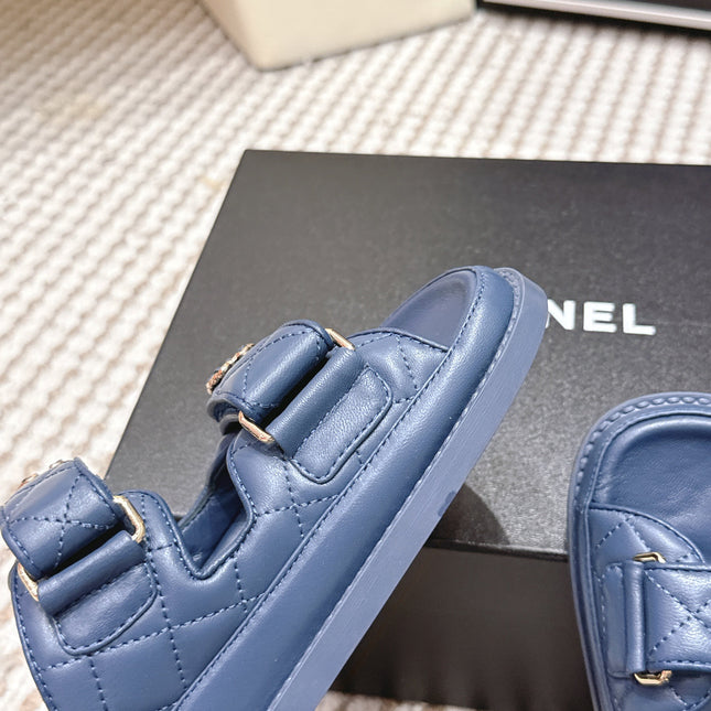 CHANEL 26S SANDALS IN SLATE BLUE CALFSKIN