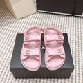 CHANEL 26S QUILTED DAD SANDALS IN LIGHT PINK CALFSKIN