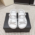 CHANEL 26S QUILTED DAD SANDALS IN WHITE CALFSKIN