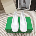 BOTTEGA VENETA 26S SQUARE-TOE FLATS IN WHITE TECHNICAL WOVEN LAMBSKIN