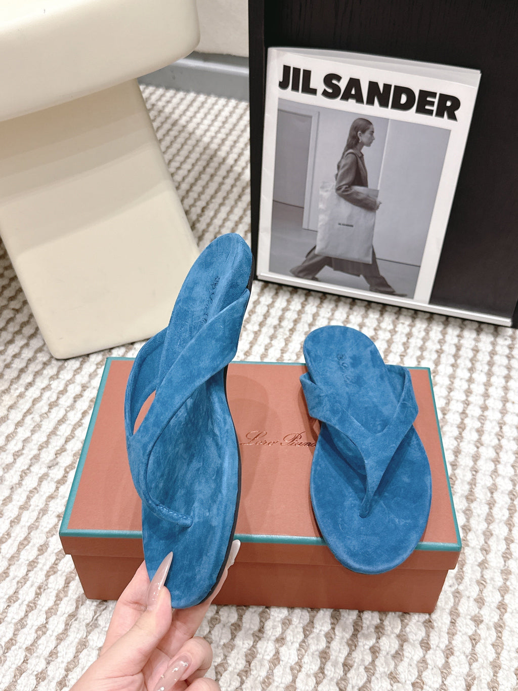 LP 26S THONG SANDALS IN TURQUOISE BLUE SUEDE
