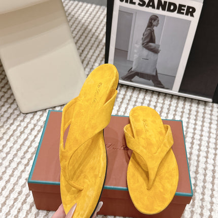 LP 26S THONG SANDALS IN TURMERIC YELLOW SUEDE