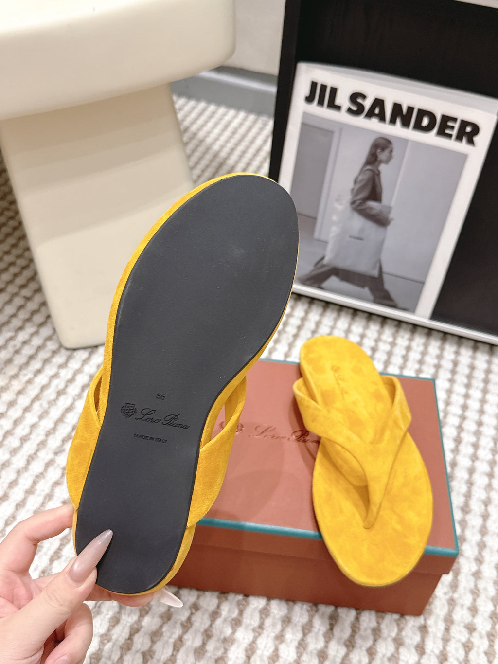 LP 26S THONG SANDALS IN TURMERIC YELLOW SUEDE