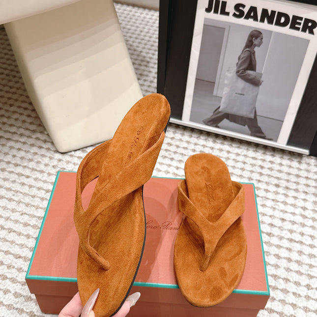 LP 26S THONG SANDALS IN CAMEL BROWN SUEDE