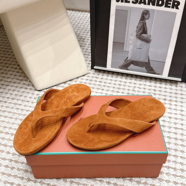 LP 26S THONG SANDALS IN CAMEL BROWN SUEDE